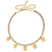 Load image into Gallery viewer, Kasajewel Gold Silver Color Butterfly Pendant Necklace Female Shiny Crystal Clavicle Chain Fashion New Design Jewelry Party Gift

