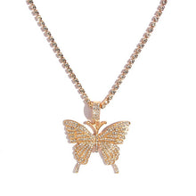 Load image into Gallery viewer, Kasajewel Gold Silver Color Butterfly Pendant Necklace Female Shiny Crystal Clavicle Chain Fashion New Design Jewelry Party Gift
