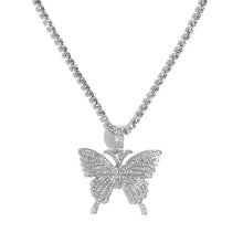 Load image into Gallery viewer, Kasajewel Gold Silver Color Butterfly Pendant Necklace Female Shiny Crystal Clavicle Chain Fashion New Design Jewelry Party Gift
