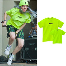 Load image into Gallery viewer, billy ilish t shirt yellow neon green black letter streetwear Same paragraph cotton 2019 summer new high quality
