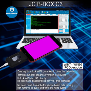 JC B-BOX C3 DFU One Key to Purple for IOS A7-A11 for iPhone & iPad Unlock WIFI Modify NAND Syscfg Data Same as Window DCSD Cable
